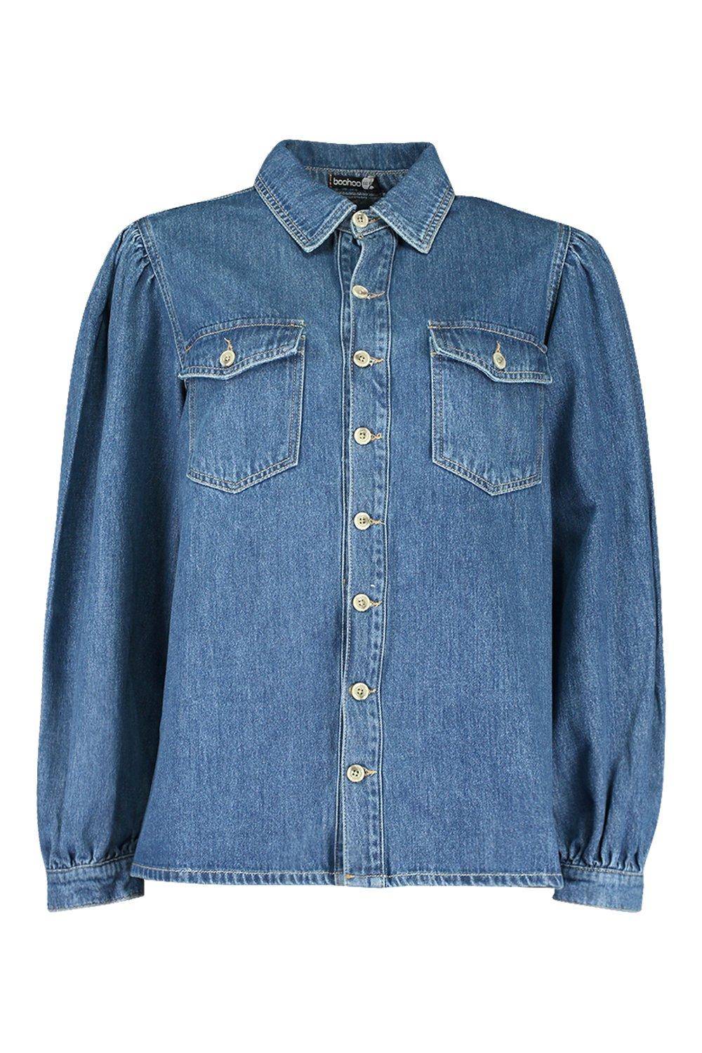 Balloon Sleeve Denim Shirt
